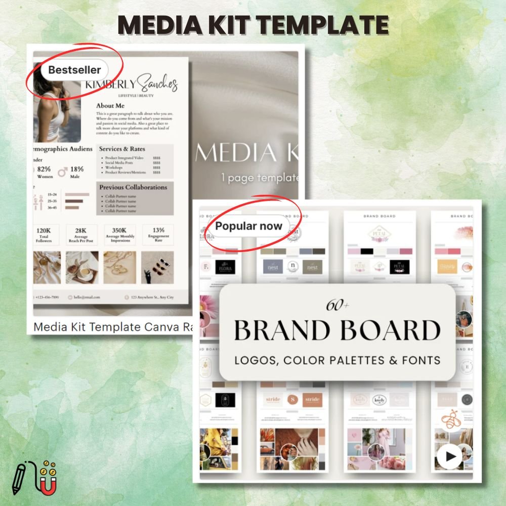 media kit template media kit template, canva template, brand board, brand colour