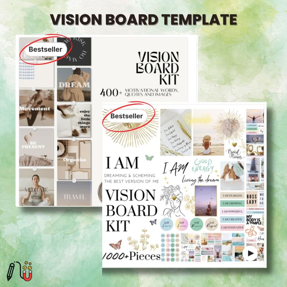 vison board template 1 vision board template, manifesting, canva template, vision board