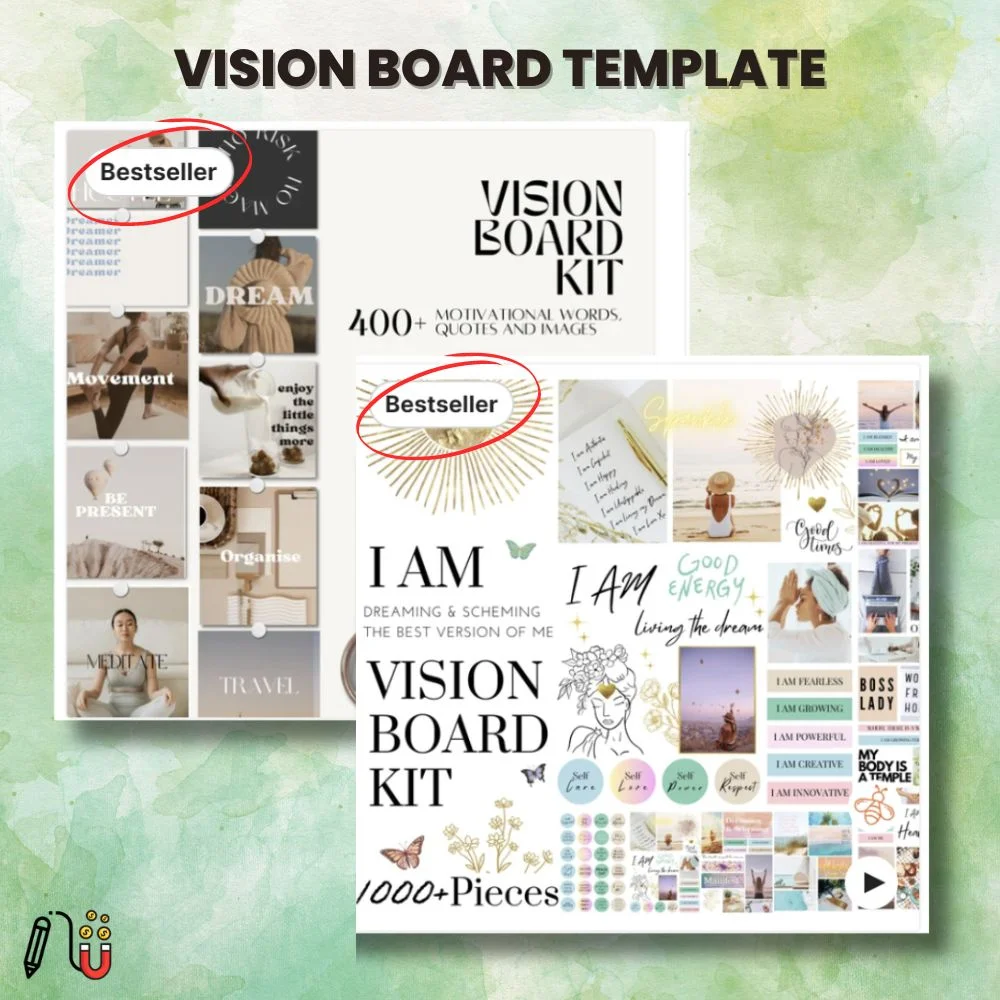 vison board template 1 vision board template, manifesting, canva template, vision board
