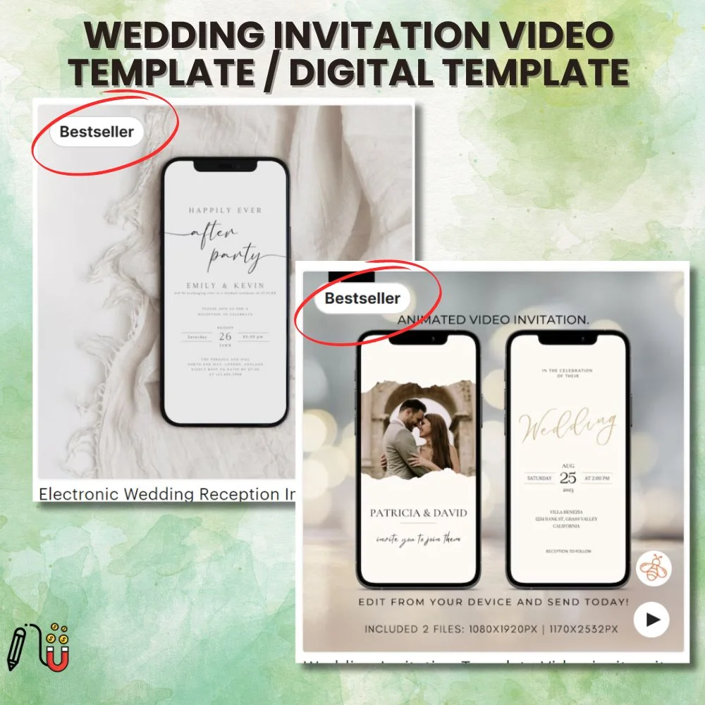 wedding invitation video template _ Digital Template (3) wedding invitation video template / Digital Template, canva template, wedding template, save the date template