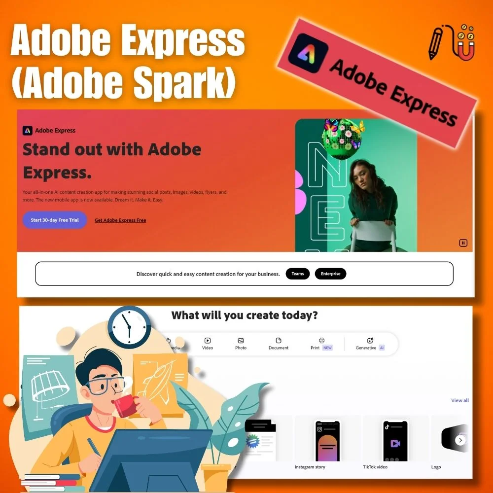 Adobe Express (Adobe Spark) Adobe Express (Adobe Spark),customization options, key features, collaboration features, social media marketers, excellent canva alternatives, unique features, wide range of templates, social media content, good alternative, good option