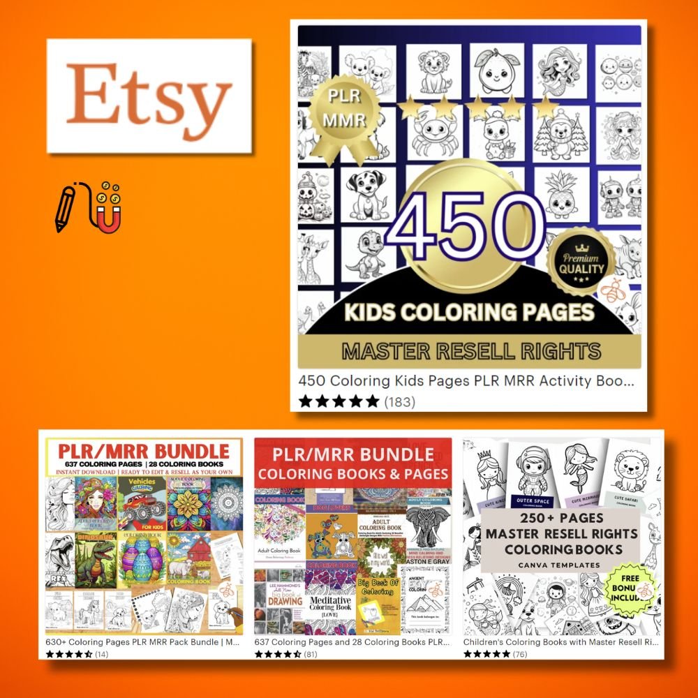 Etsy PLR kids coloring pages, creative fabrica, plr products, physical products, privacy policy, lead magnets, full private label rights, printable coloring pages