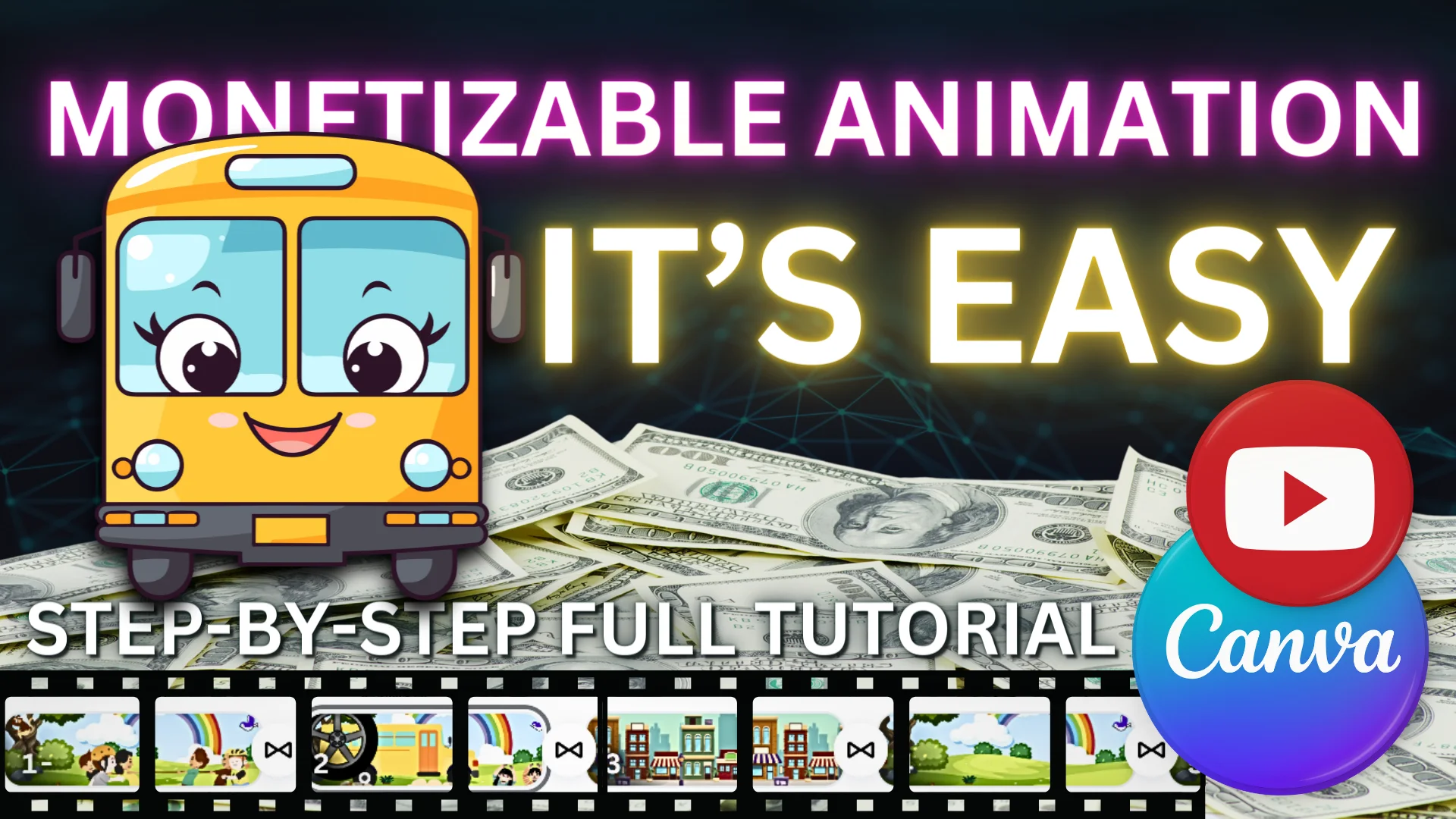 kid animation video, faceless video, monetized, make money online