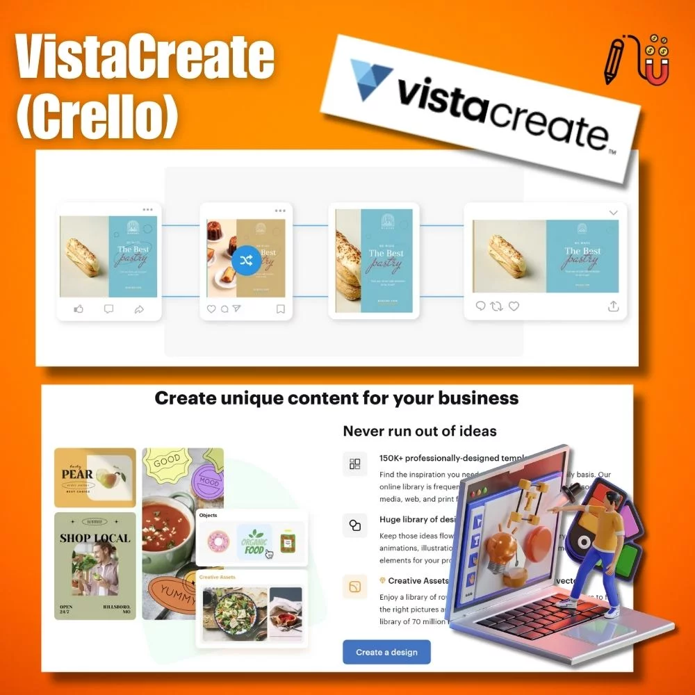 VistaCreate (Crello) worthy canva alternative, small business owners, great alternative, best part, limited features, social media platforms, best choice, design features, VistaCreate (Crello)
