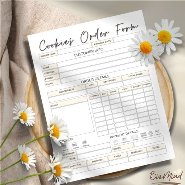 cookies order form template, bakery order form template