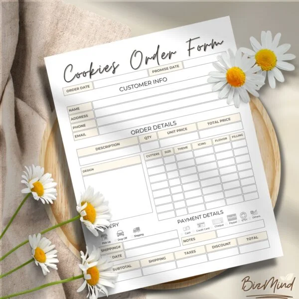 cookies order form template, bakery order form template