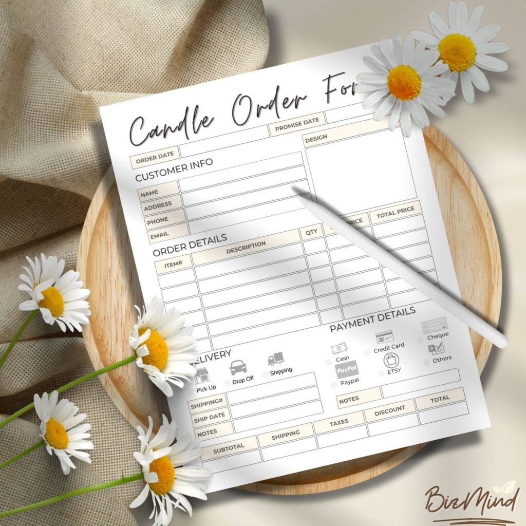 Candle Order Form Template - Earn with Design