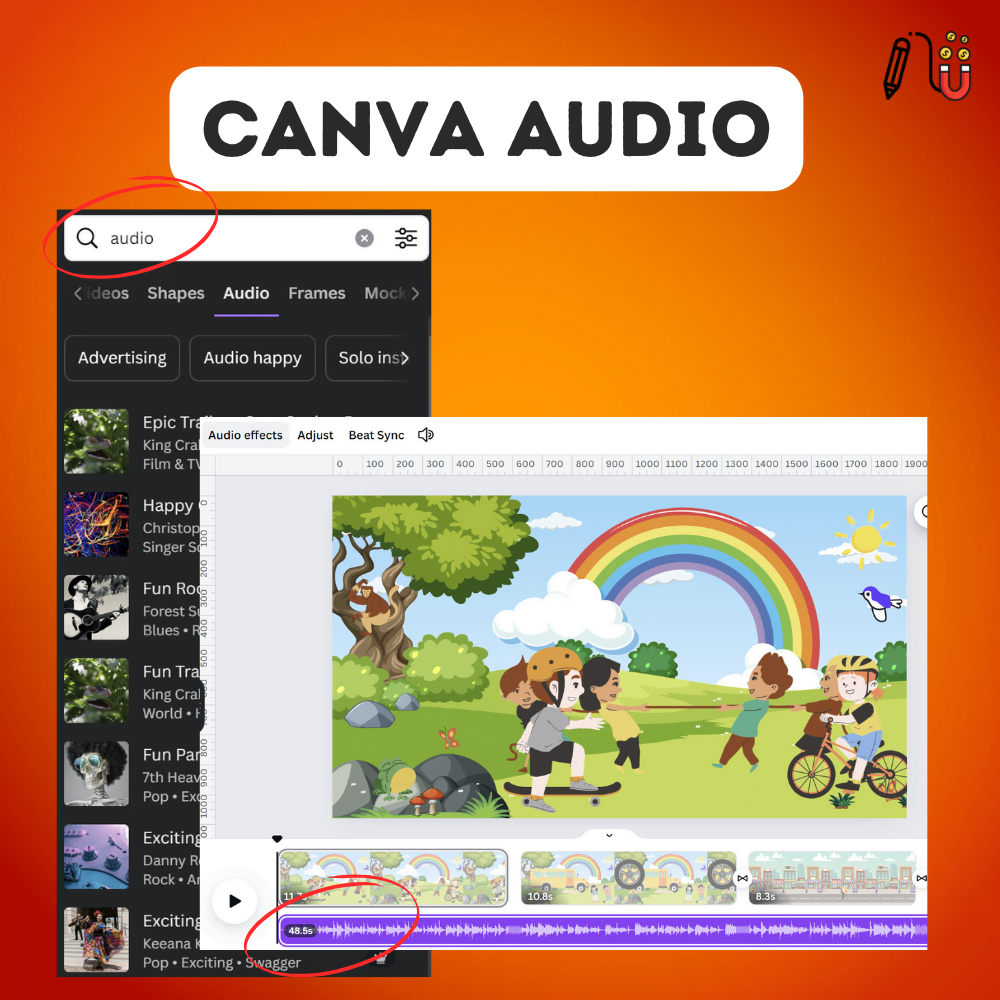 video audio, canva audio, canva animation