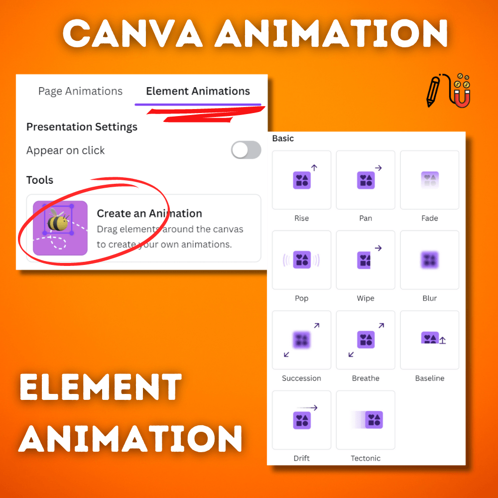 canva animation, canva text animation, canva element animation, canva photo animation