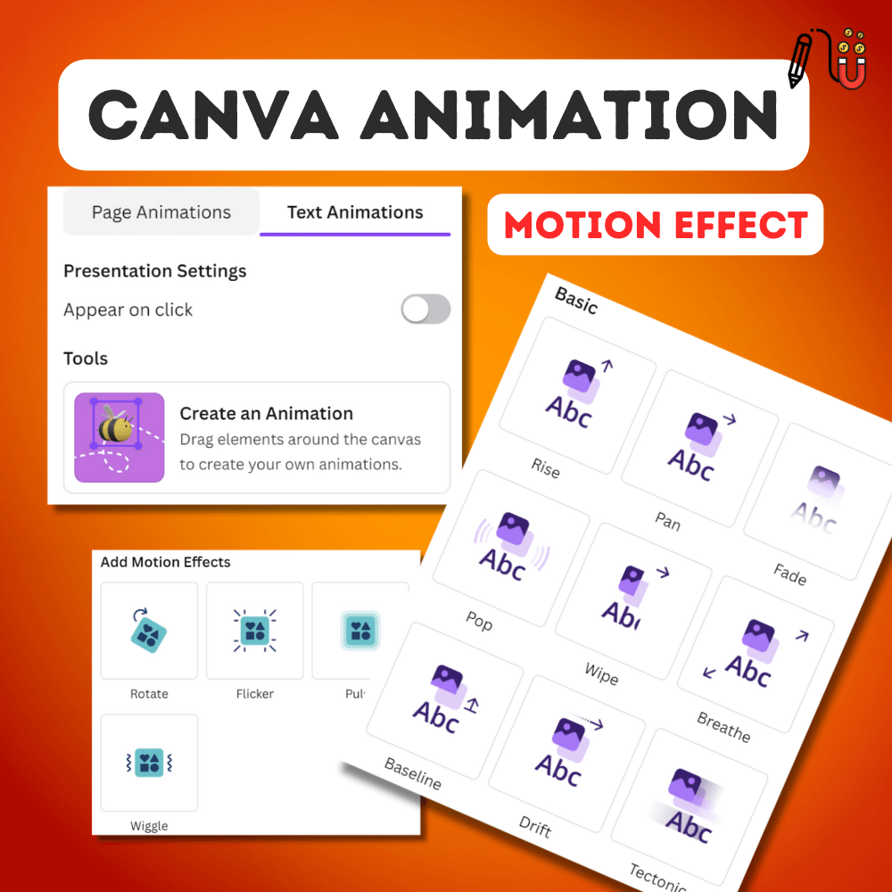 canva animation, canva motion effect, canva transition, canva frame by frame animation