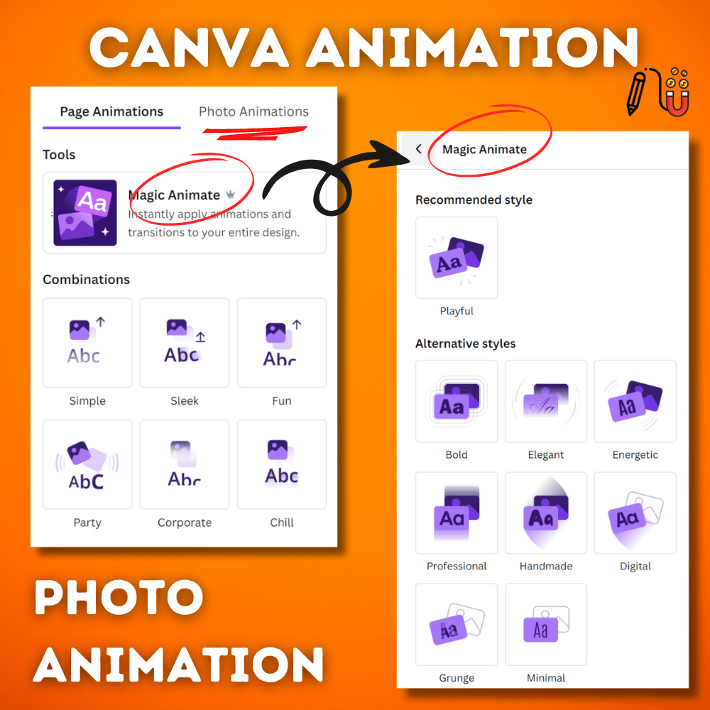 canva animation, canva text animation, canva element animation, canva photo animation
