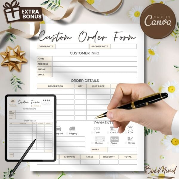 custom order form template, order form bundle