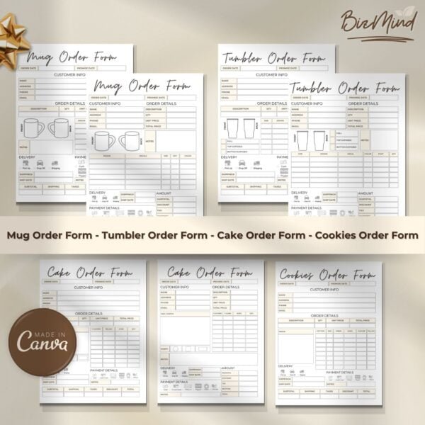 order form template bundle, custom order form, small business order form