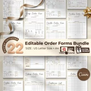 order form template bundle, custom order form, small business order form