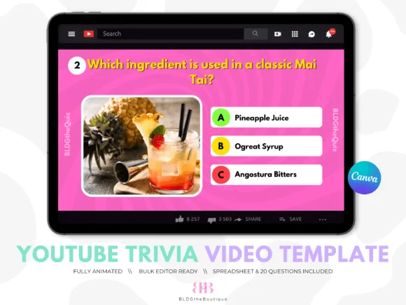 youtube quiz template