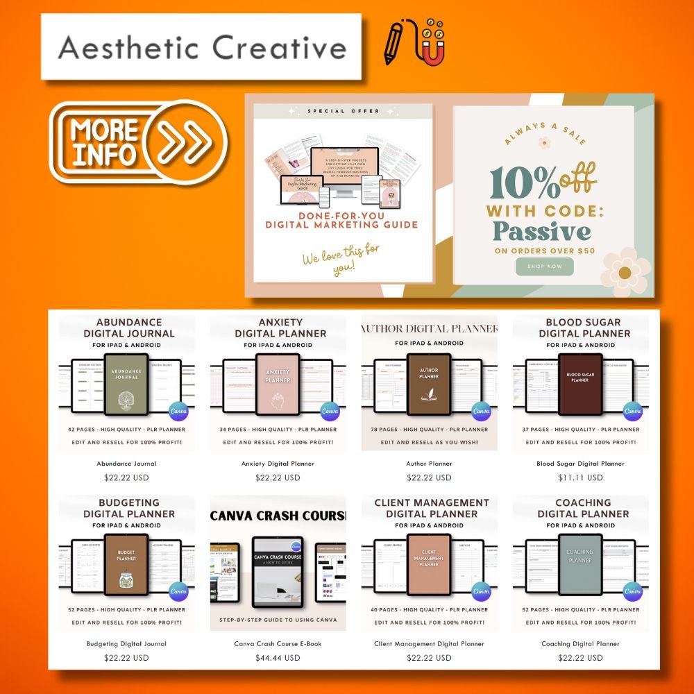 aesthetic creative (2) aesthetic creative, plr digital product, MRR product, canva digital product, canva template