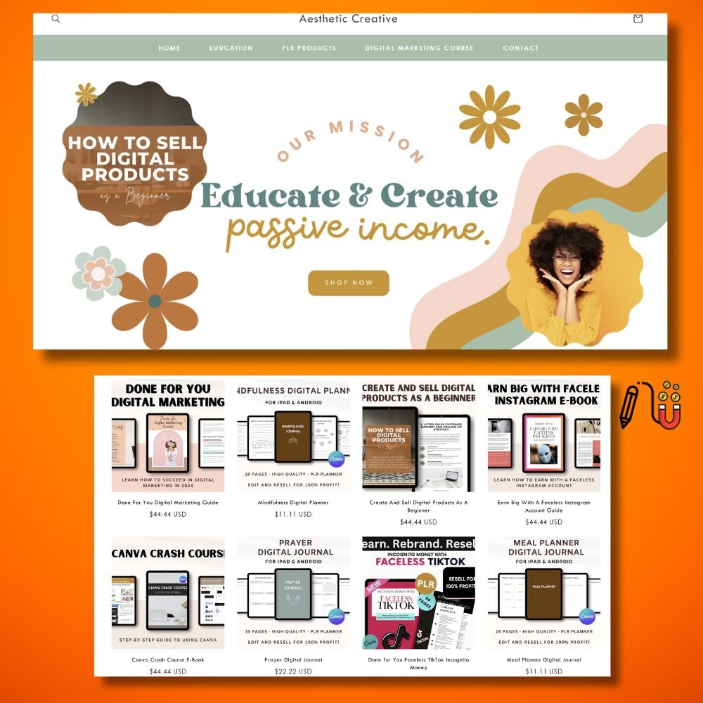 aesthetic creative aesthetic creative, plr digital product, MRR product, canva digital product, canva template