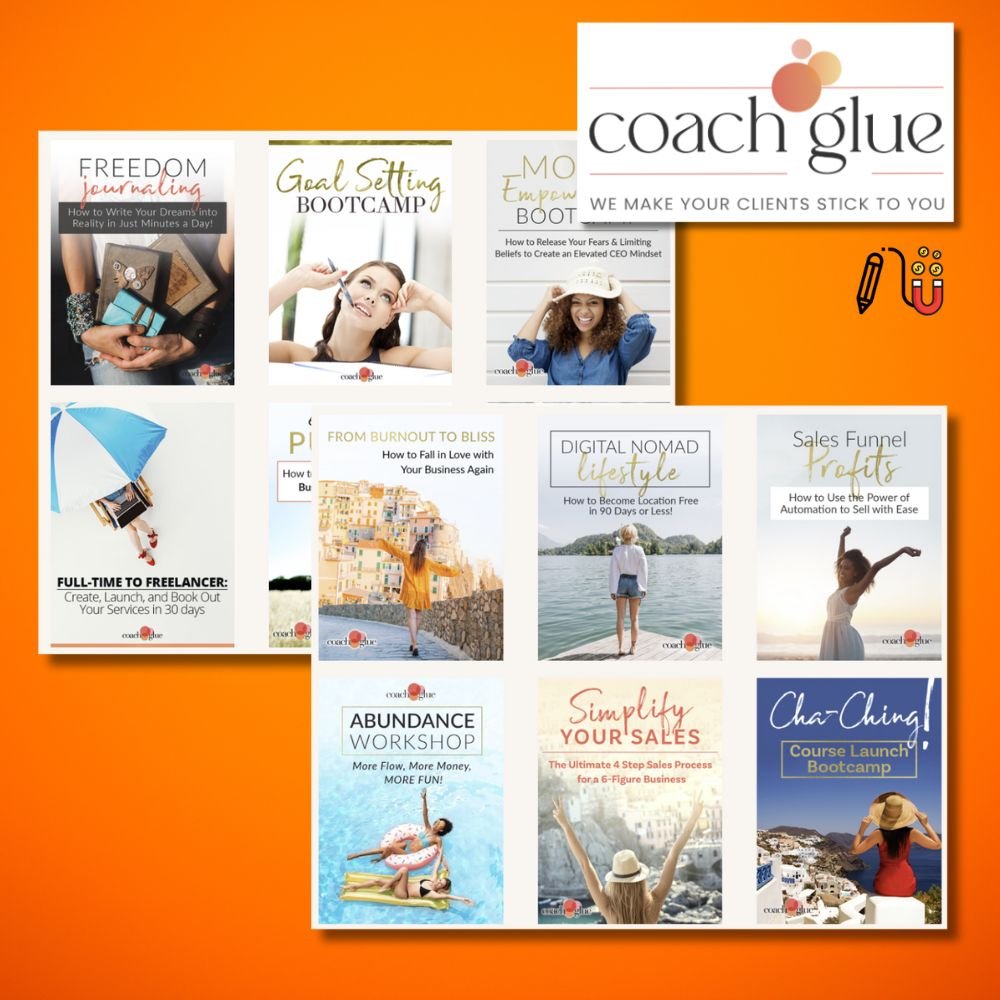 coach glue, plr digital product, plr content, coach plr template, canva template, high quality plr