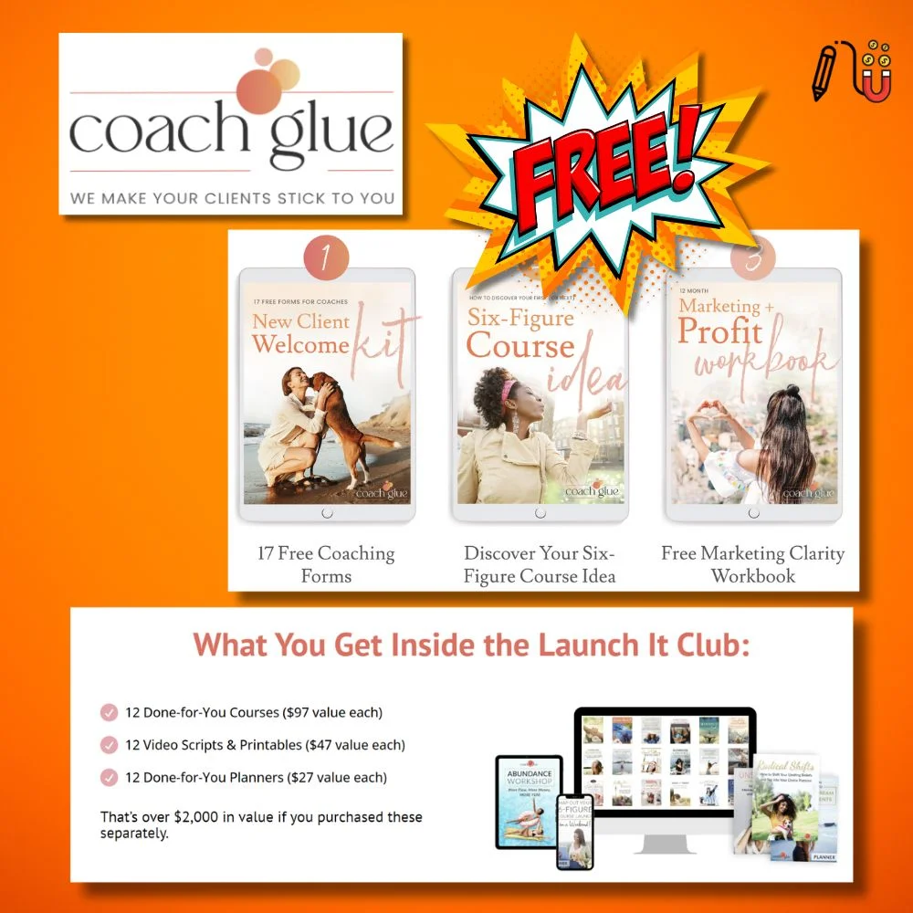 coach glue, plr digital product, plr content, coach plr template, canva template, high quality plr