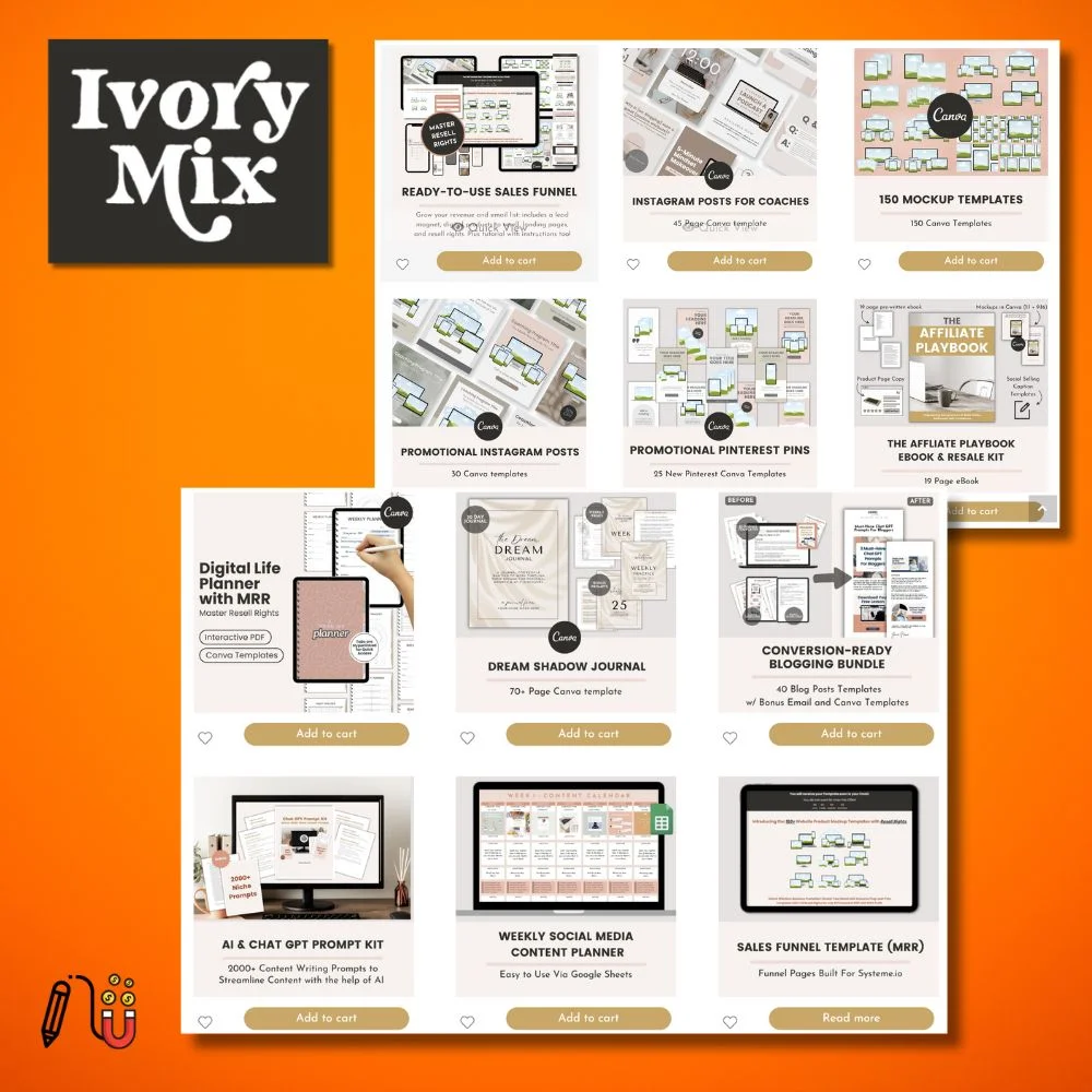 ivoty mix, plr canva template, plr printable, plr digital product