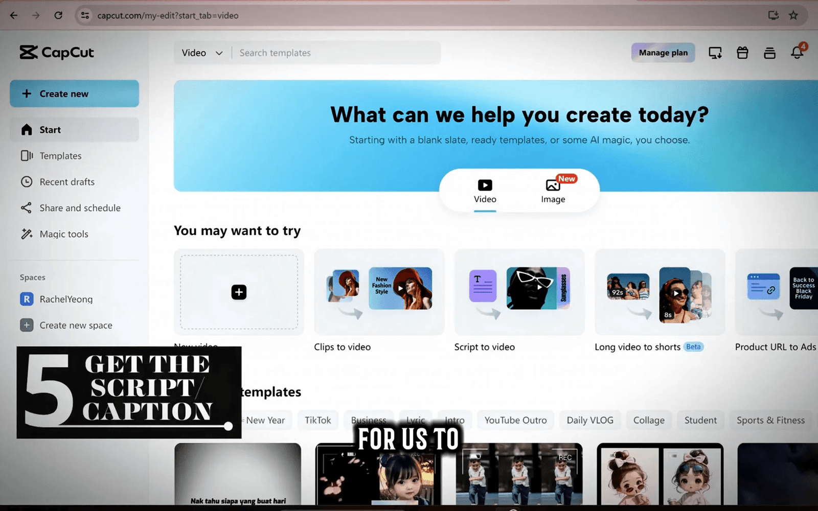 Creating captions with Capcut