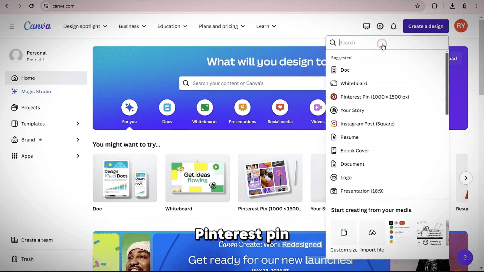 Creating Pinterest pin for social media