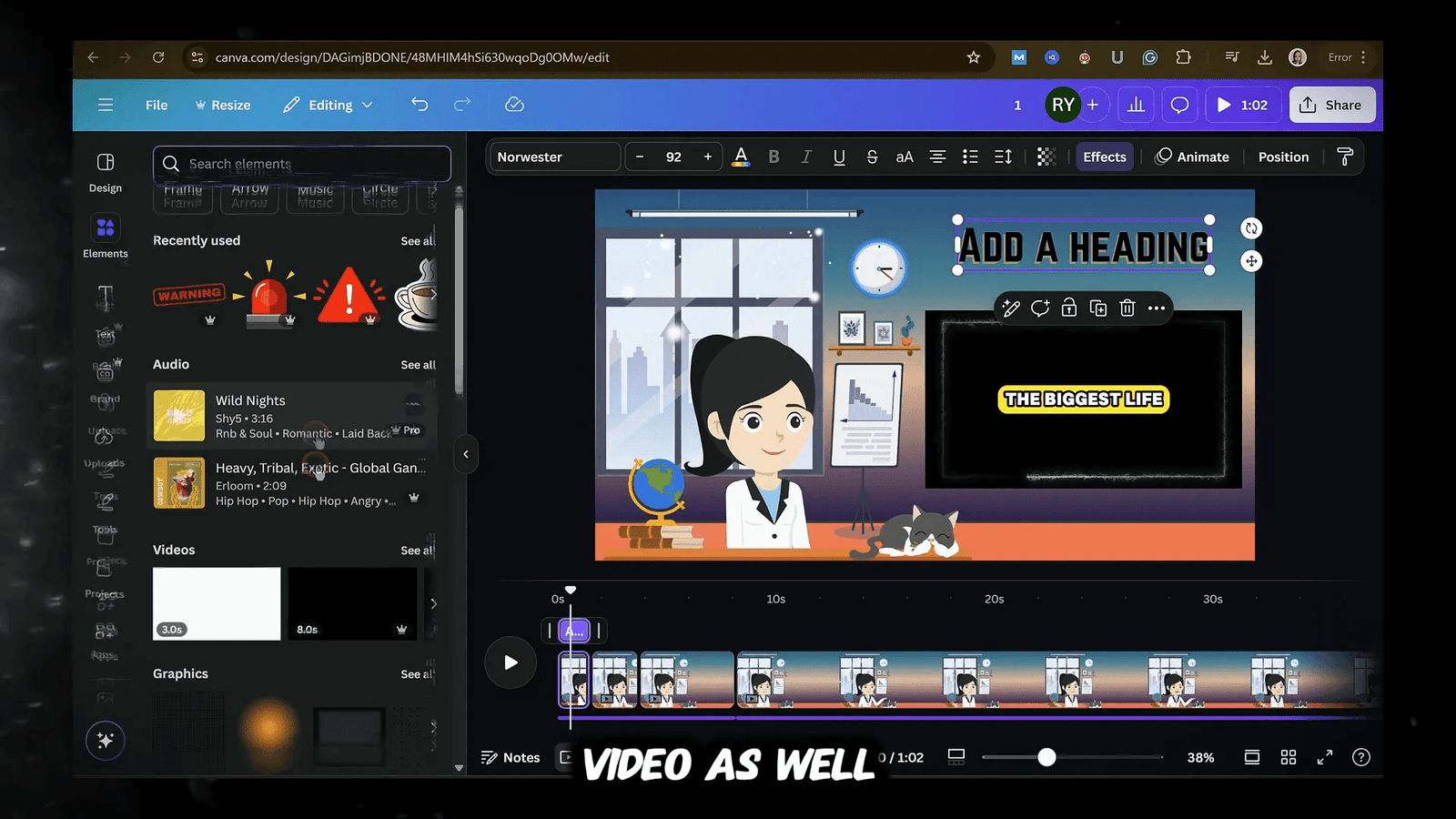 Controlling text duration in timeline