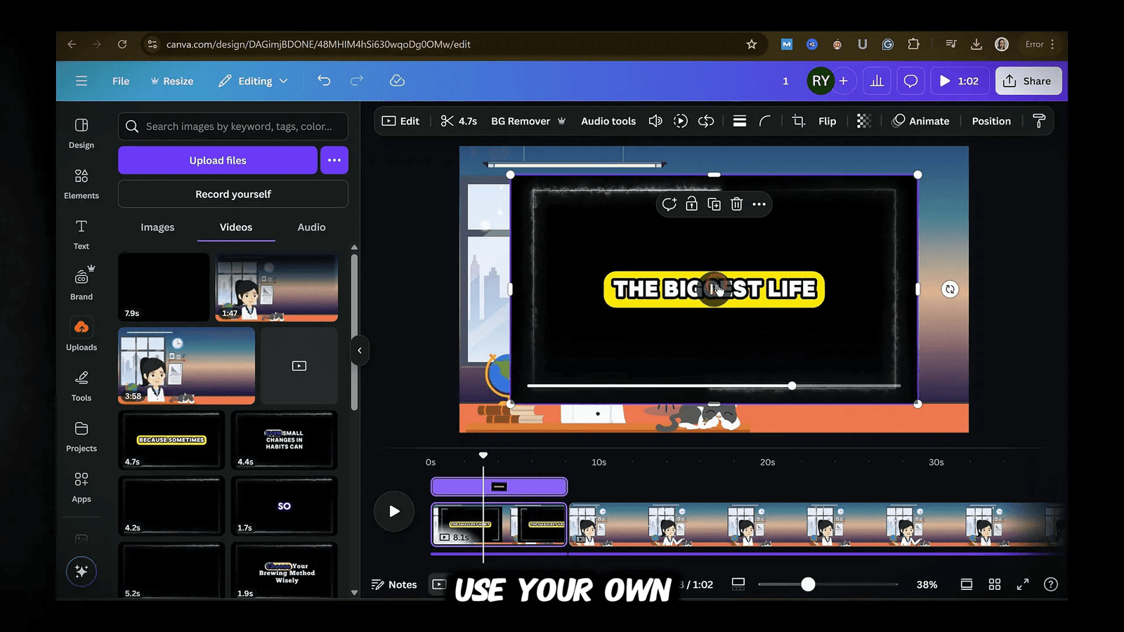 Adding B-roll and overlays in Canva
