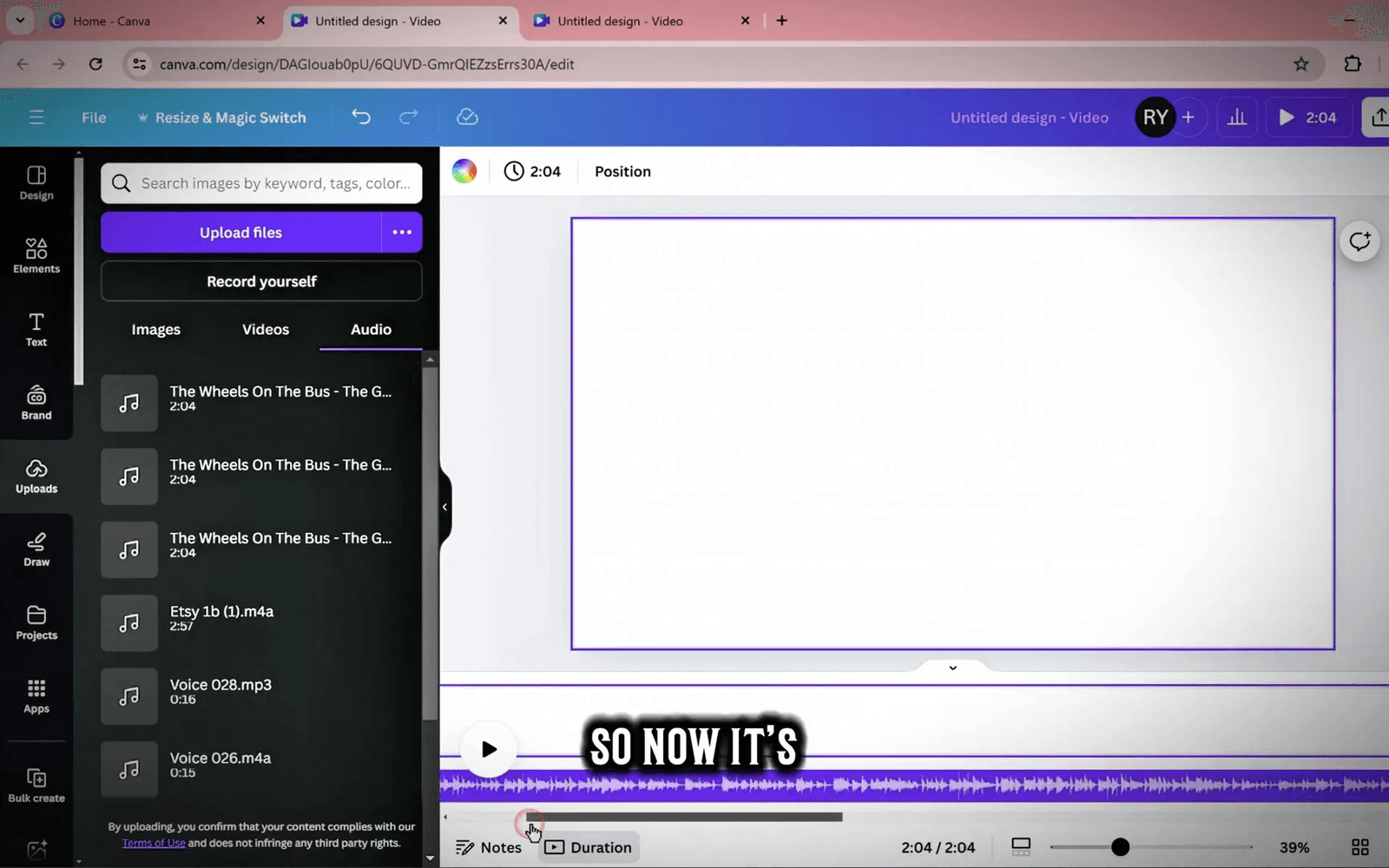 Creating your video in Canva