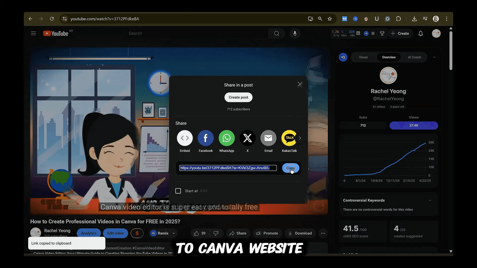 Embedding YouTube video in Canva website