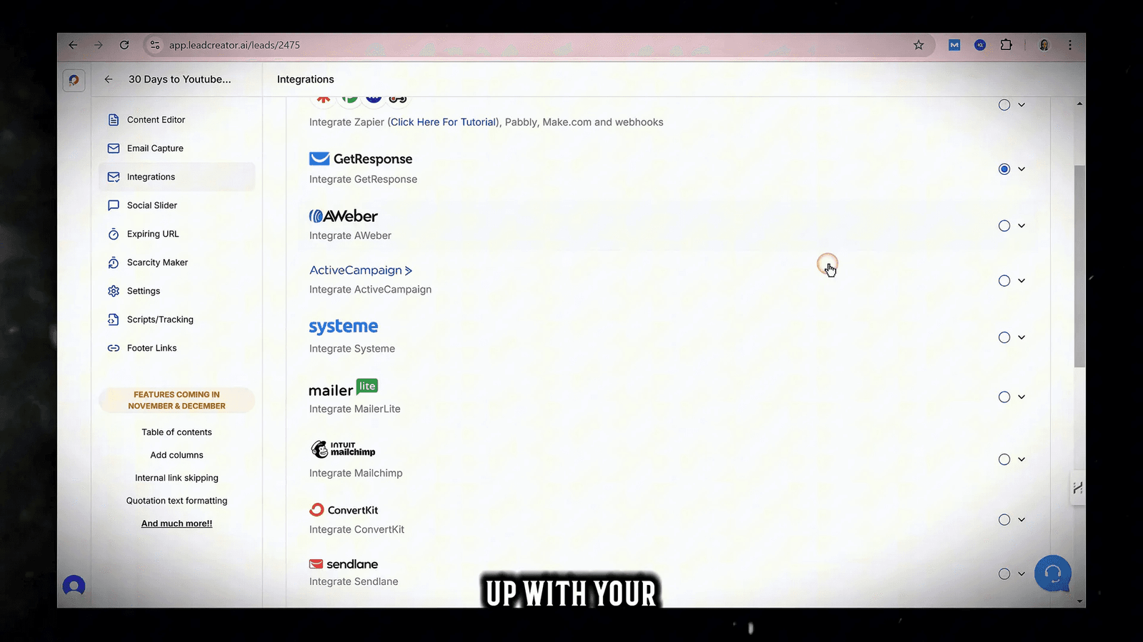 Integrating Lead Creator with email platforms