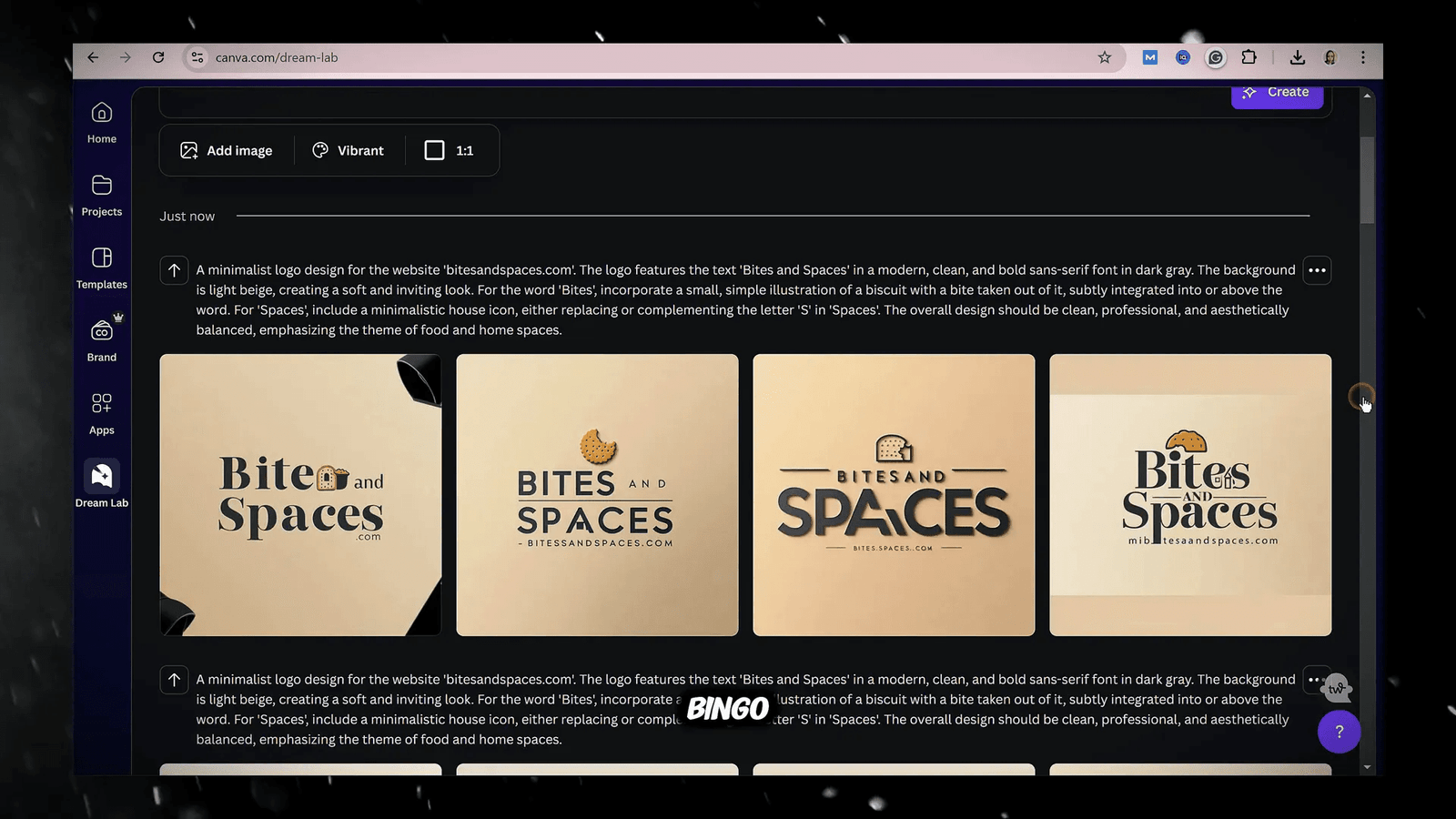 Finalizing a logo design in Canva Dream Lab