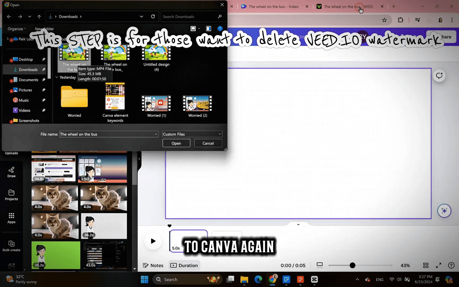 Uploading finalized video to Canva