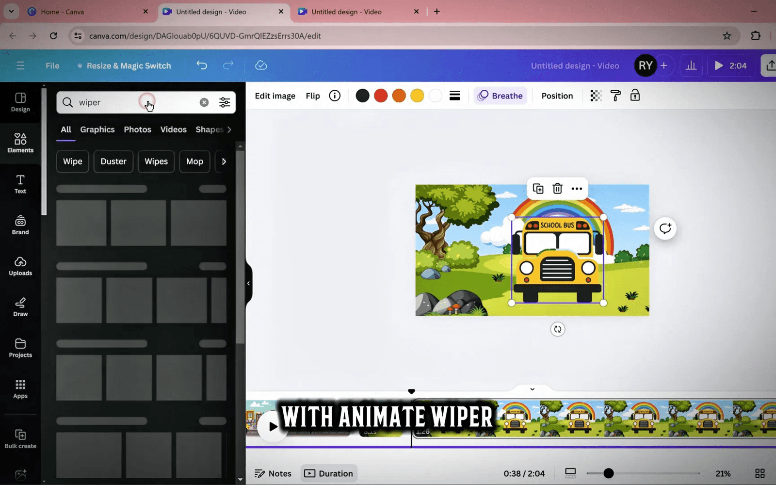 Adding a windshield wiper animation