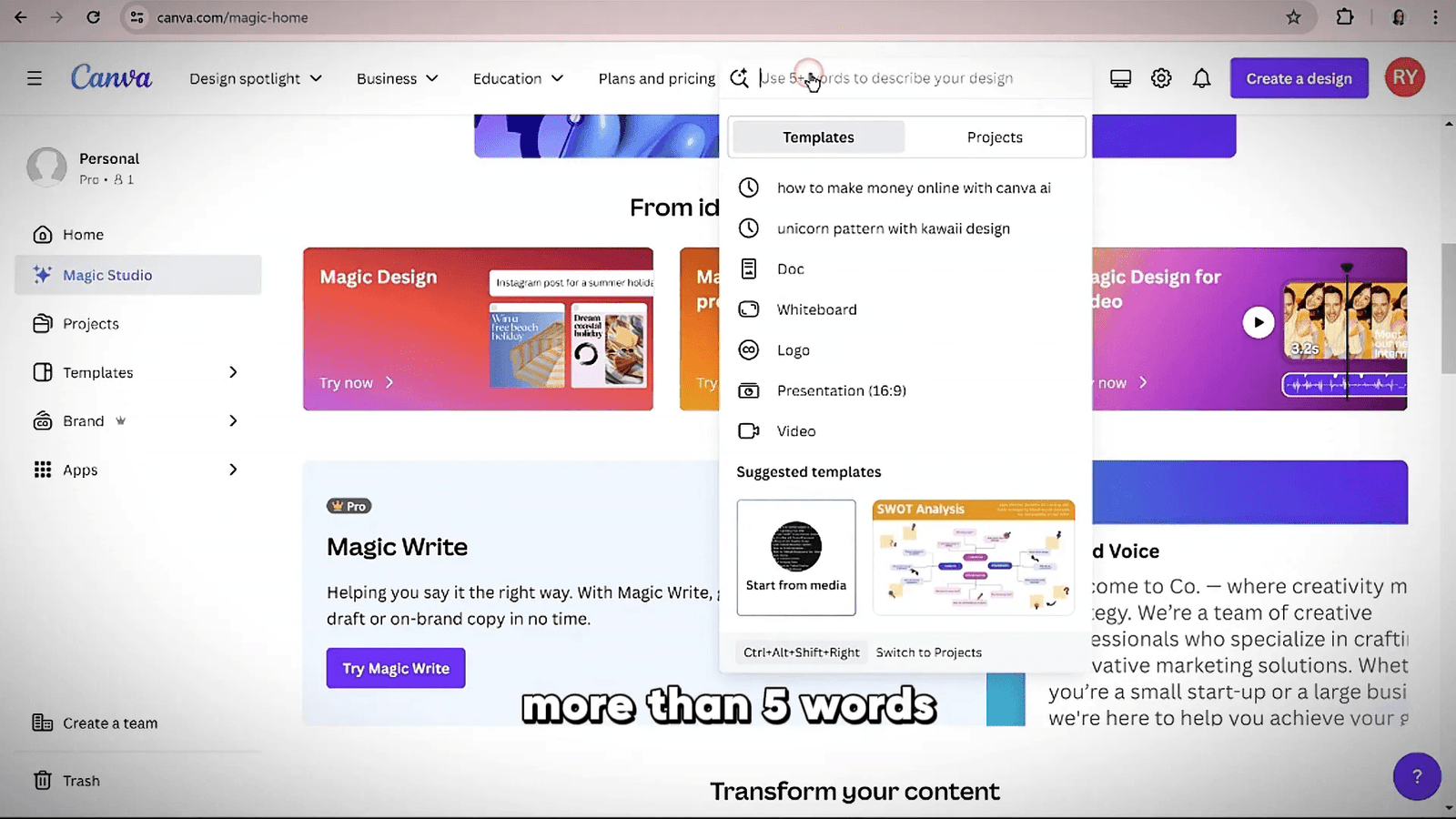 Creating social media templates with Magic Design