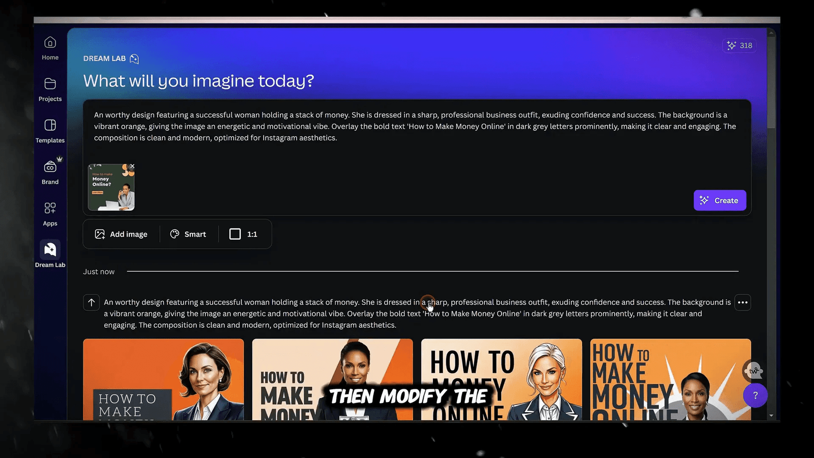 Analyzing a successful Instagram post in Canva Dream Lab