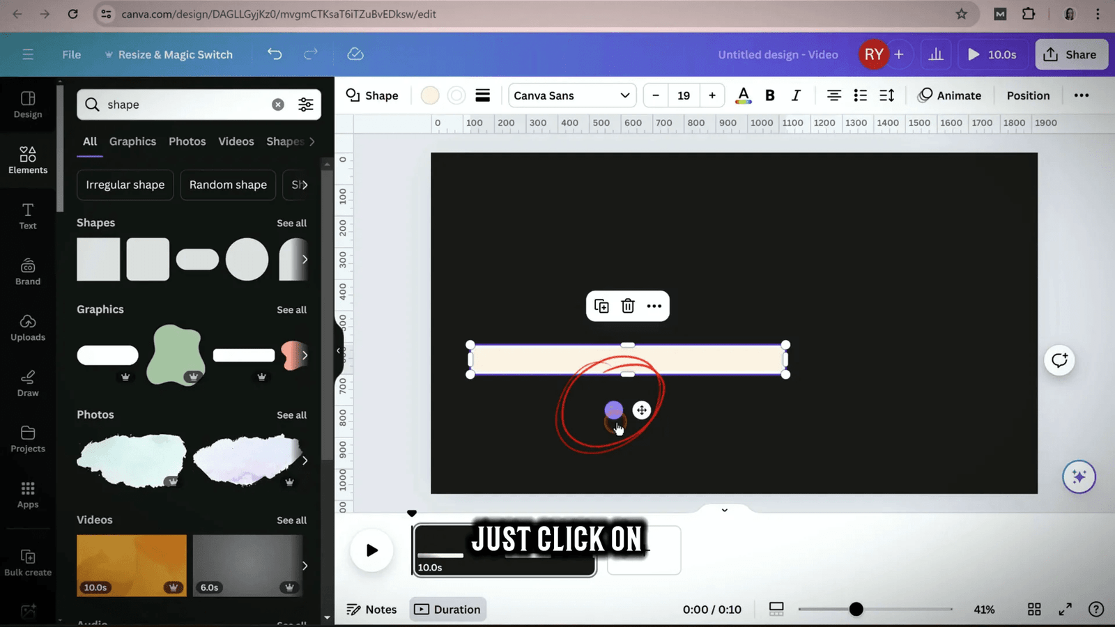 Selecting background and color in Canva