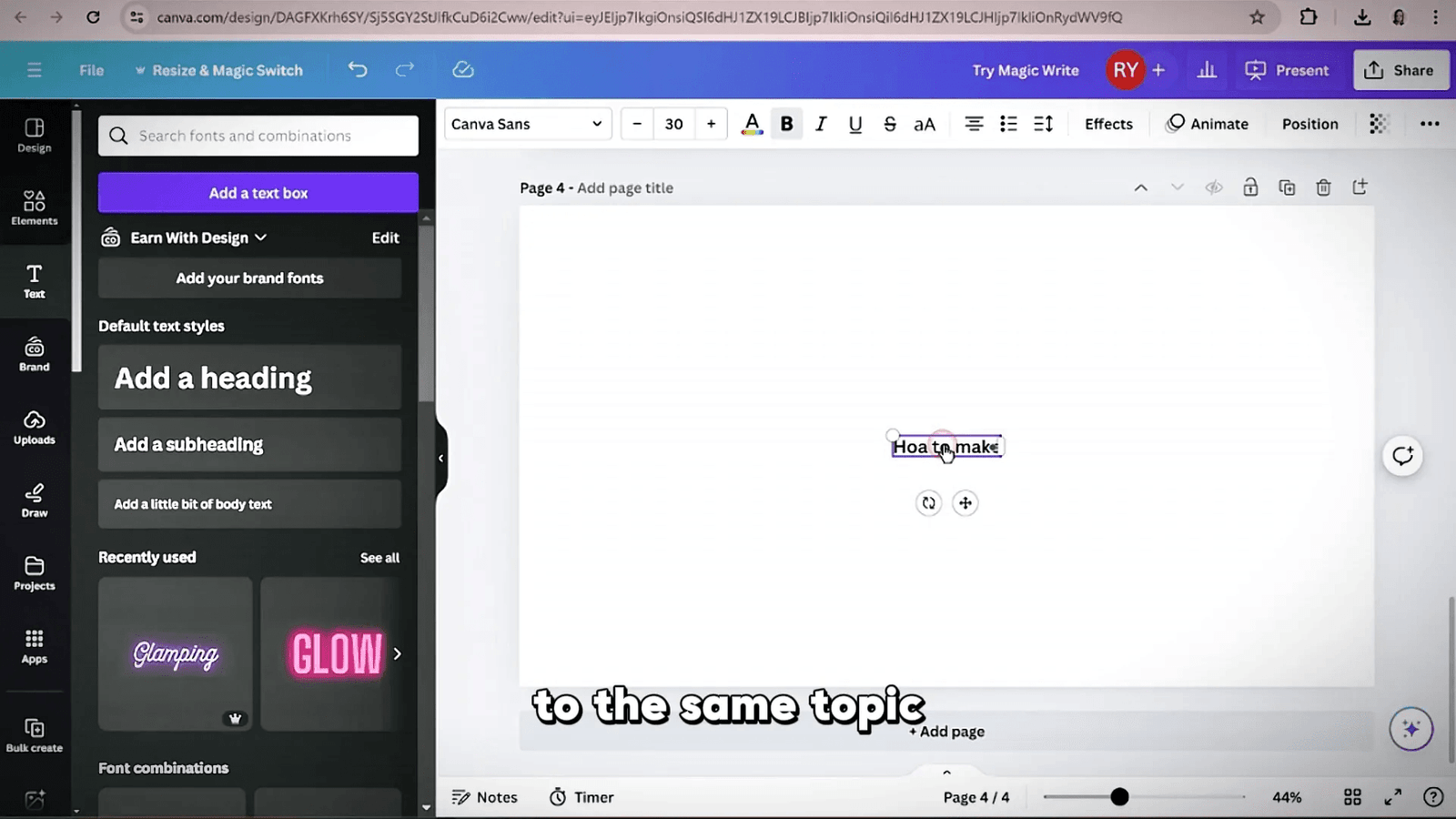 Using Magic Write for content generation