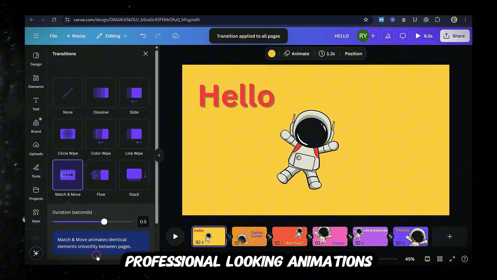 Creating an astronaut-themed animation