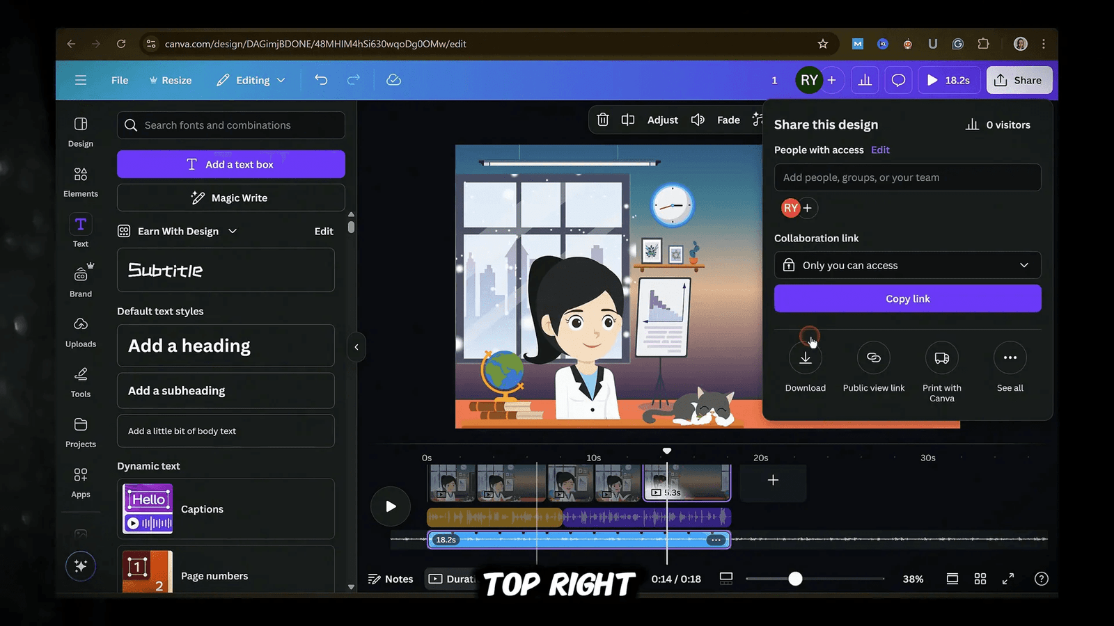 Exporting video in Canva