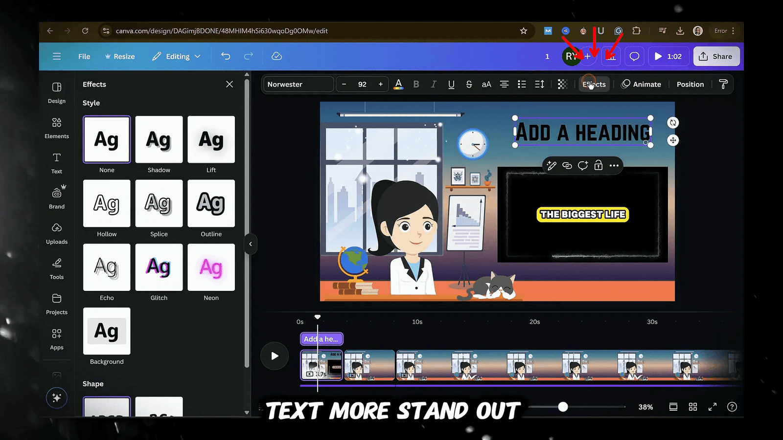 Customizing text in Canva