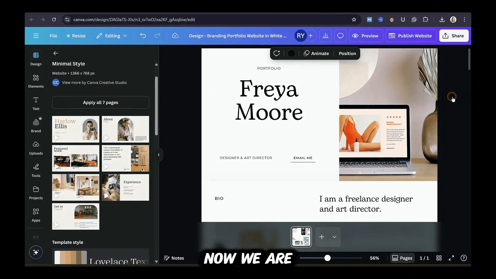 Customizing Canva website template