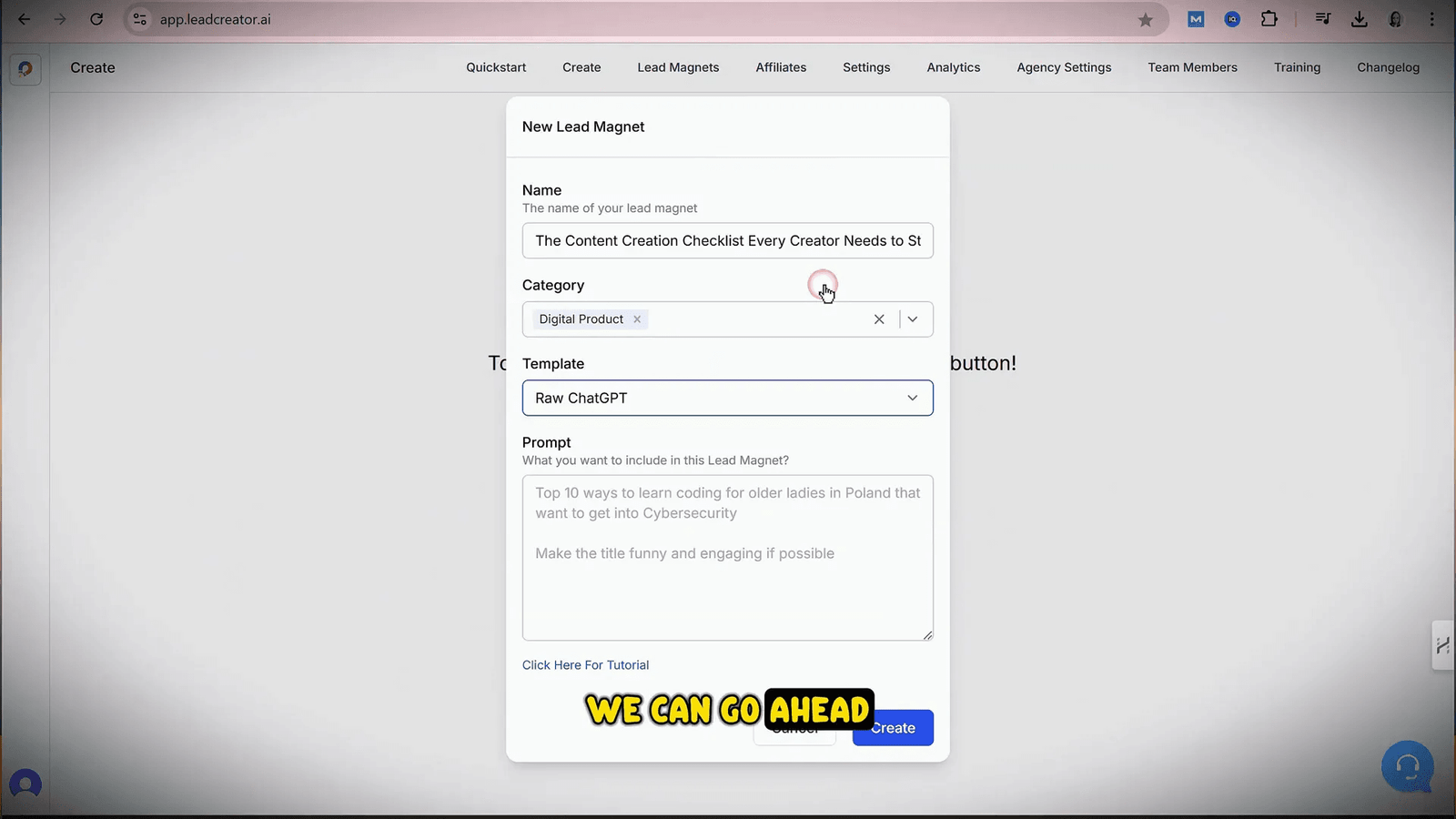 Using Lead Creator to create a lead magnet