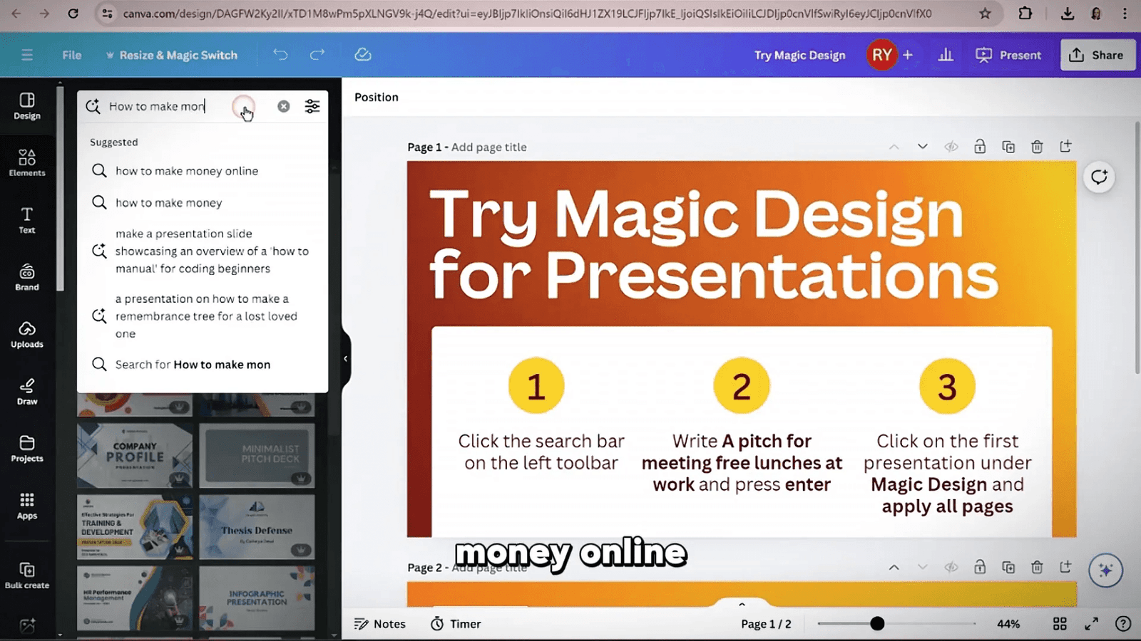 Creating presentations with Magic Design