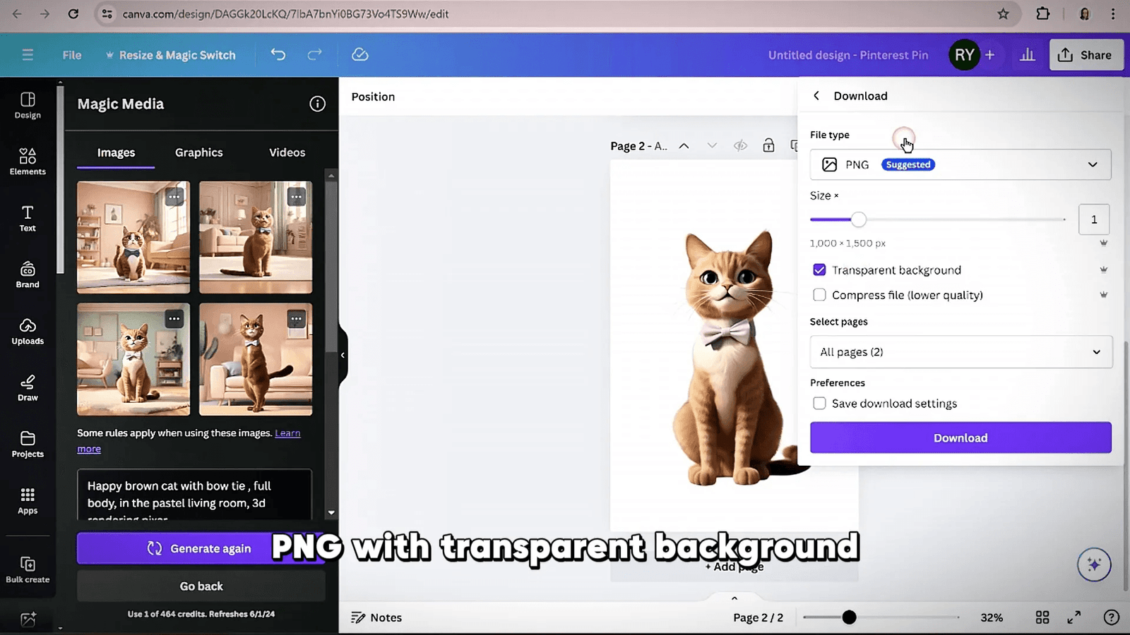 Generated image of a cat using AI