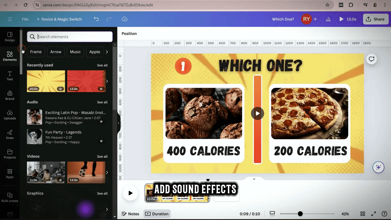 Adding sound effects in Canva