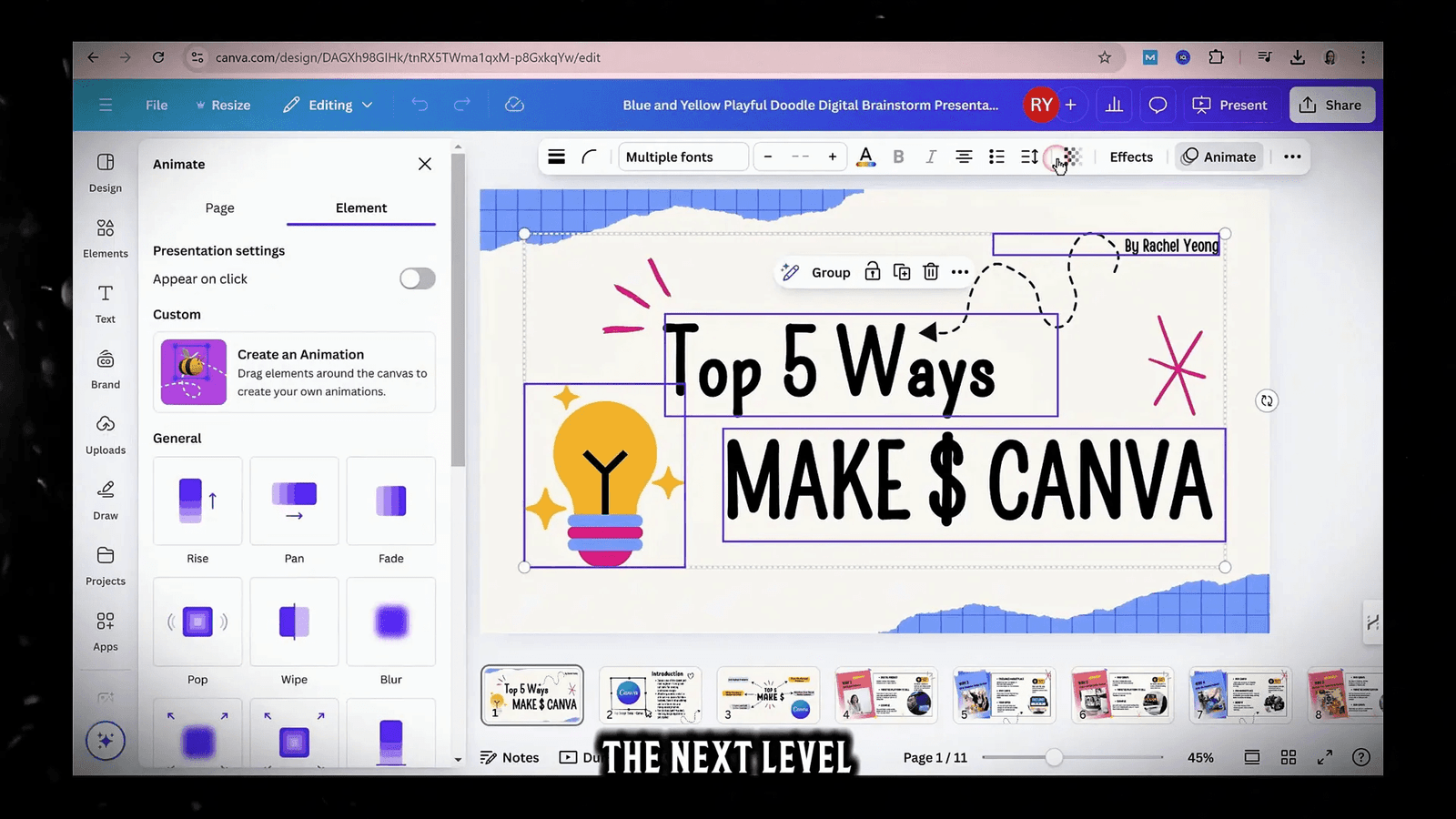 Adding animations in Canva