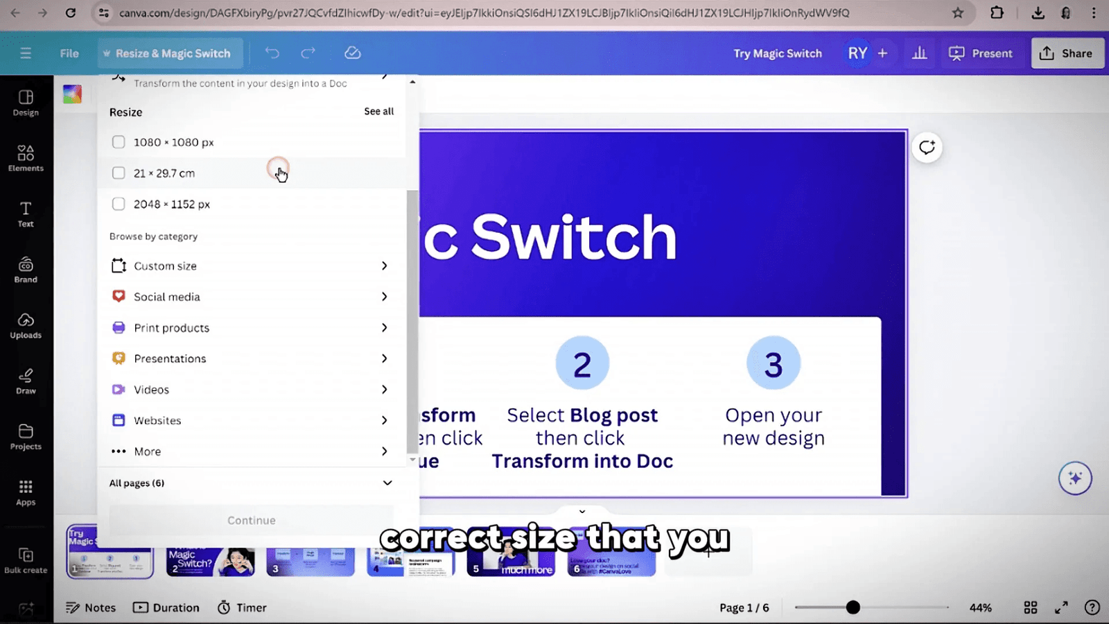 Using Magic Switch to resize designs