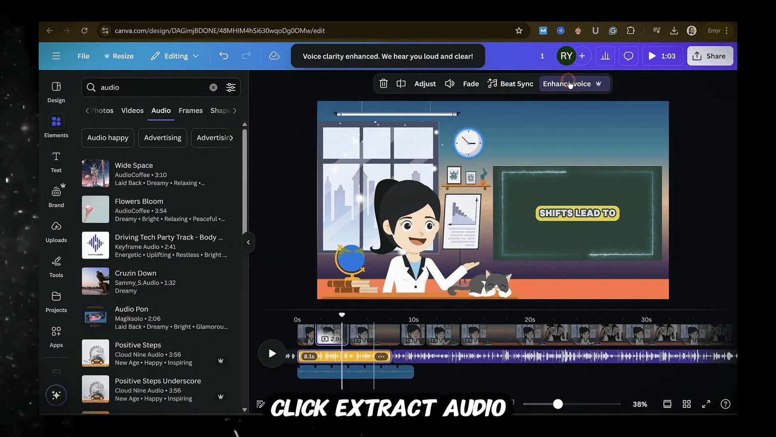 Extracting audio from video clip
