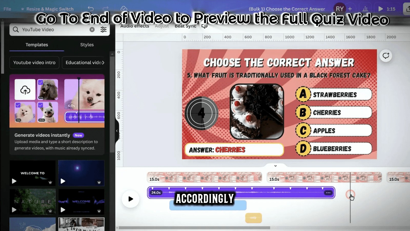 Syncing audio with visuals in Canva
